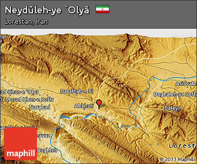 Physical 3D Map of Neydūleh-ye `Olyā