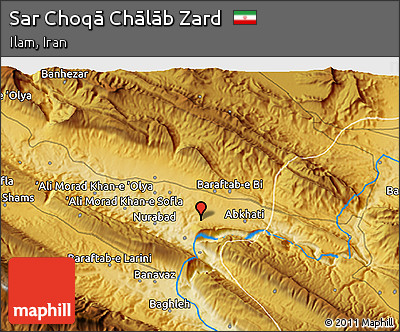 Physical 3D Map of Sar Choqā Chālāb Zard