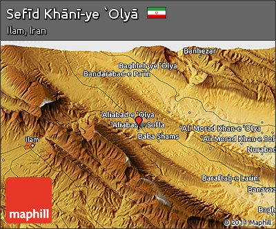 Physical 3D Map of Sefīd Khānī-ye `Olyā