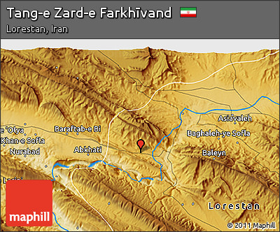 Physical 3D Map of Tang-e Zard-e Farkhīvand