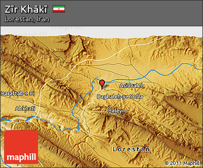 Physical 3D Map of Zīr Khākī