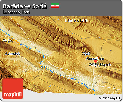 Physical 3D Map of Barādar-e Soflá
