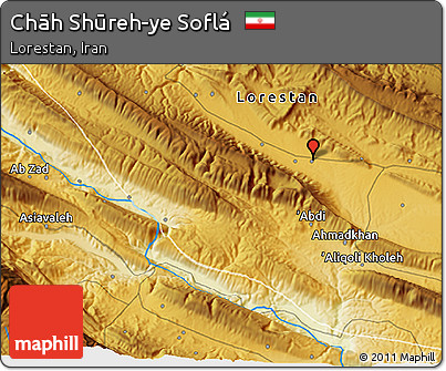 Physical 3D Map of Chāh Shūreh-ye Soflá