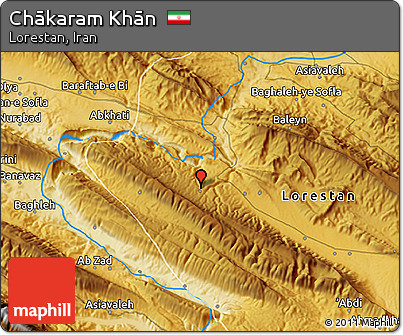 Physical 3D Map of Chākaram Khān