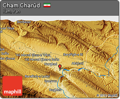 Physical 3D Map of Cham Charūd