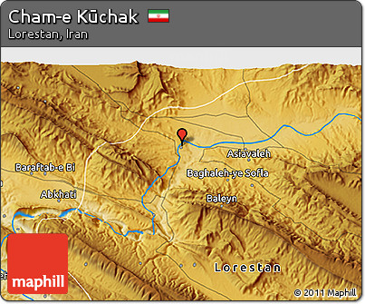 Physical 3D Map of Cham-e Kūchak