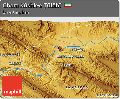Physical 3D Map of Cham Kūshk-e Ţūlābī