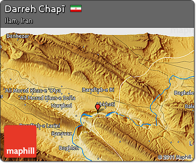 Physical 3D Map of Darreh Chapī