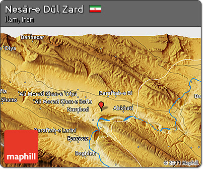 Physical 3D Map of Nesār-e Dūl Zard