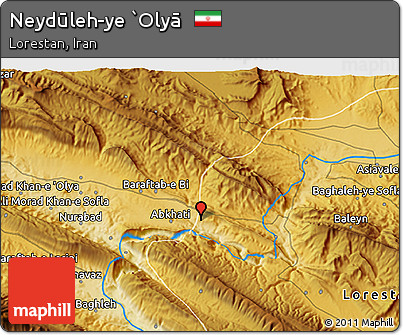 Physical 3D Map of Neydūleh-ye `Olyā