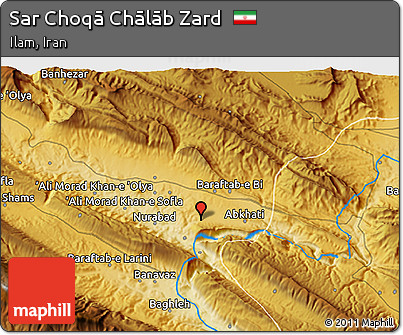 Physical 3D Map of Sar Choqā Chālāb Zard