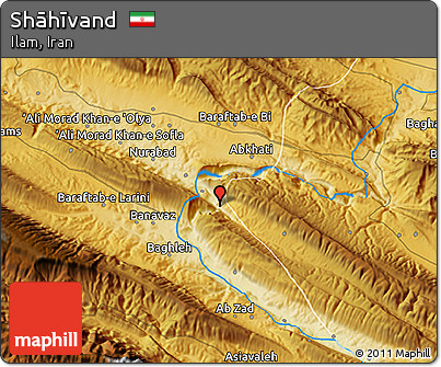 Physical 3D Map of Shāhīvand