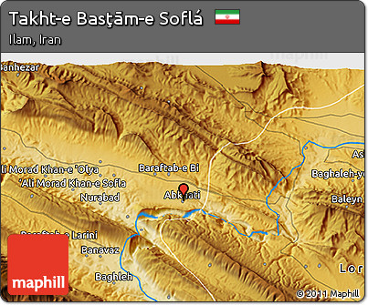 Physical 3D Map of Takht-e Basţām-e Soflá