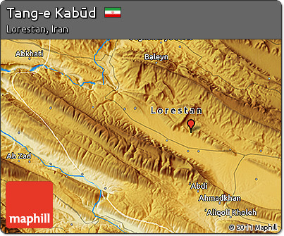 Physical 3D Map of Tang-e Kabūd