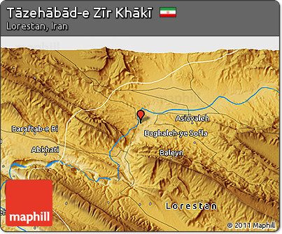 Physical 3D Map of Tāzehābād-e Zīr Khākī
