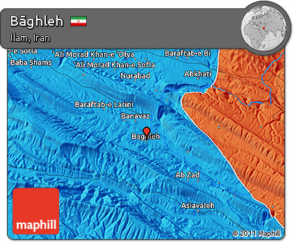 Political 3D Map of Bāghleh