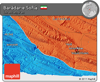 Political 3D Map of Barādar-e Soflá