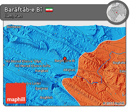 Political 3D Map of Barāftāb-e Bī