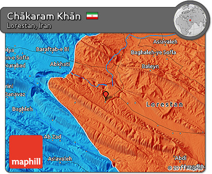 Political 3D Map of Chākaram Khān