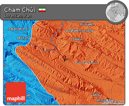 Political 3D Map of Cham Chūl