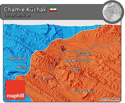 Political 3D Map of Cham-e Kūchak