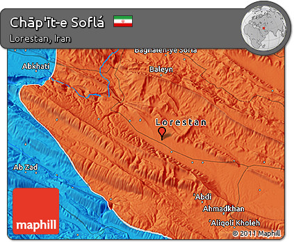 Political 3D Map of Chāp'īt-e Soflá