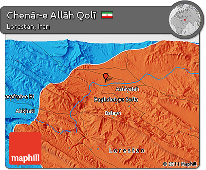 Political 3D Map of Chenār-e Allāh Qolī