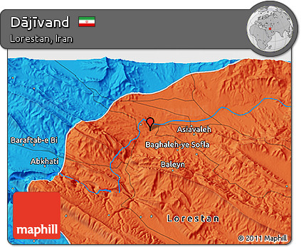 Political 3D Map of Dājīvand
