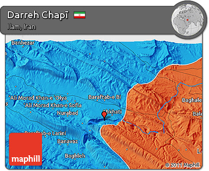 Political 3D Map of Darreh Chapī