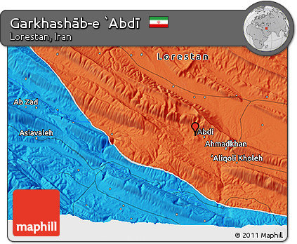 Political 3D Map of Garkhashāb-e `Abdī