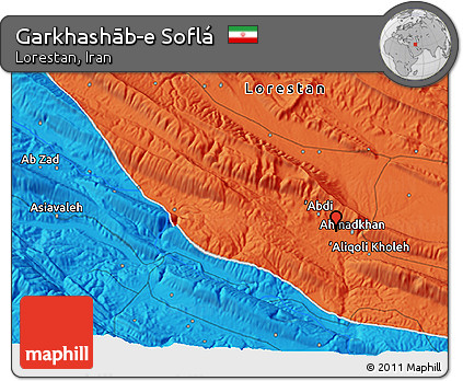 Political 3D Map of Garkhashāb-e Soflá