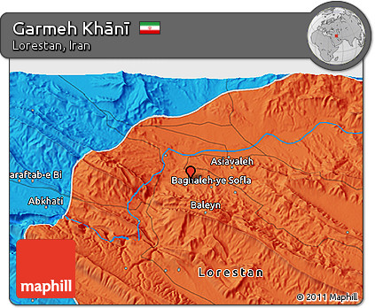 Political 3D Map of Garmeh Khānī
