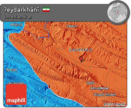 Political 3D Map of Ḩeydarkhānī