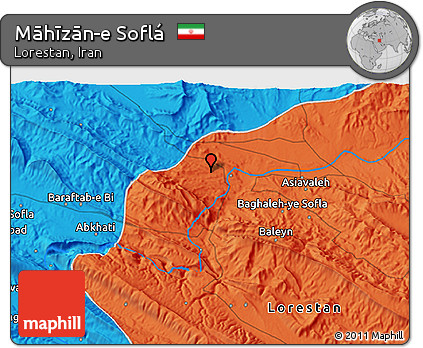 Political 3D Map of Māhīzān-e Soflá