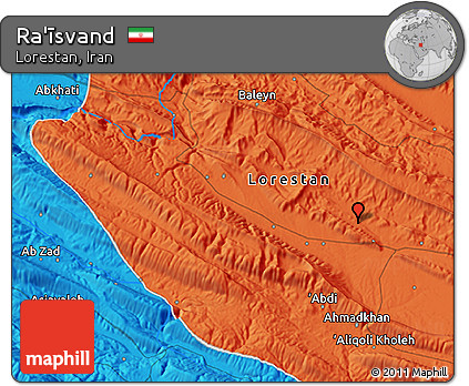 Political 3D Map of Ra'īsvand
