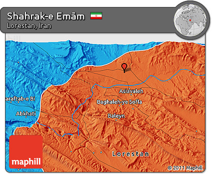 Political 3D Map of Shahrak-e Emām