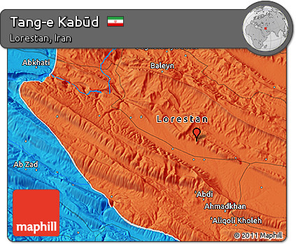 Political 3D Map of Tang-e Kabūd