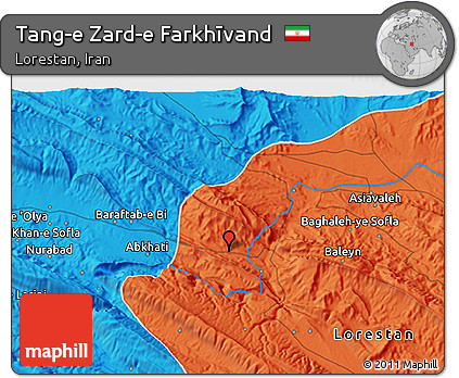 Political 3D Map of Tang-e Zard-e Farkhīvand
