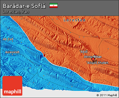 Political 3D Map of Barādar-e Soflá