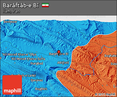 Political 3D Map of Barāftāb-e Bī