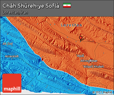 Political 3D Map of Chāh Shūreh-ye Soflá