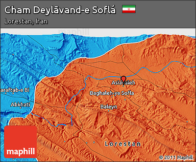 Political 3D Map of Cham Deylāvand-e Soflá