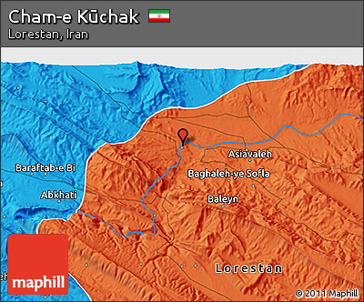 Political 3D Map of Cham-e Kūchak