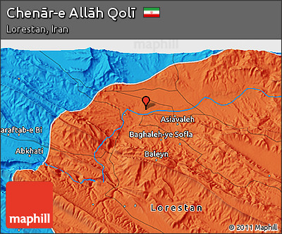 Political 3D Map of Chenār-e Allāh Qolī