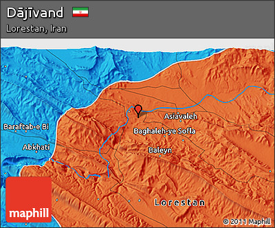 Political 3D Map of Dājīvand