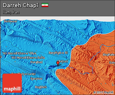 Political 3D Map of Darreh Chapī