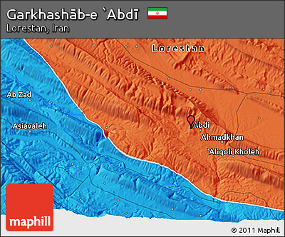 Political 3D Map of Garkhashāb-e `Abdī