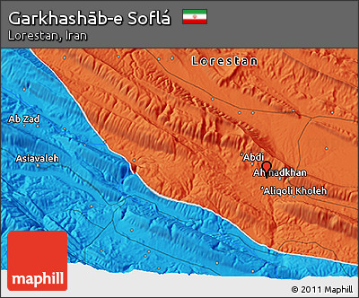 Political 3D Map of Garkhashāb-e Soflá
