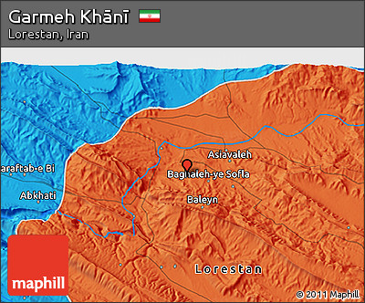 Political 3D Map of Garmeh Khānī