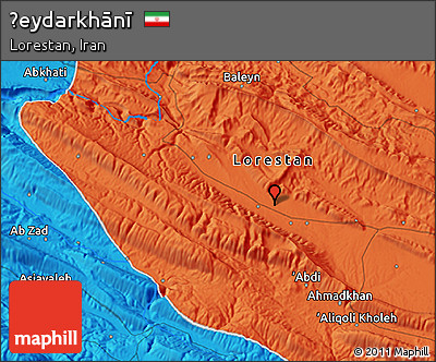 Political 3D Map of Ḩeydarkhānī
